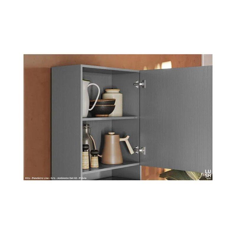 Gri Çok Amaçlı Dolap 60x193x54 cm Mikrodalga Bölmeli - 92512