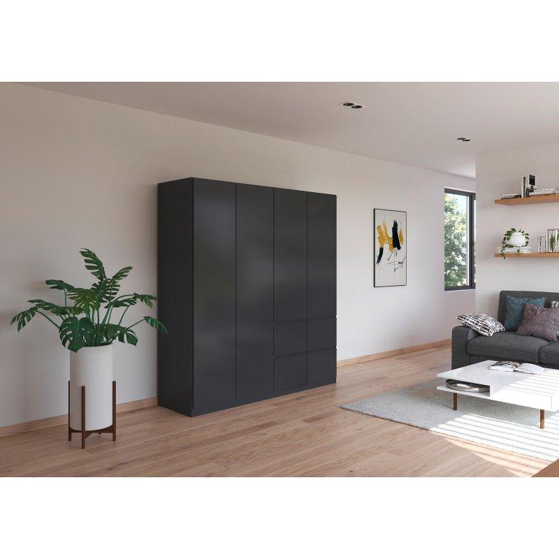 Gri Endüstriyel Ahşap 4 Kapılı Gardrop 181x197 cm - 90910
