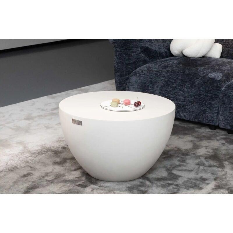 Gri Fiberglas Hava Koşullarına Dayanıklı Traverten Yan Sehpa-66x66x31 cm - 112172