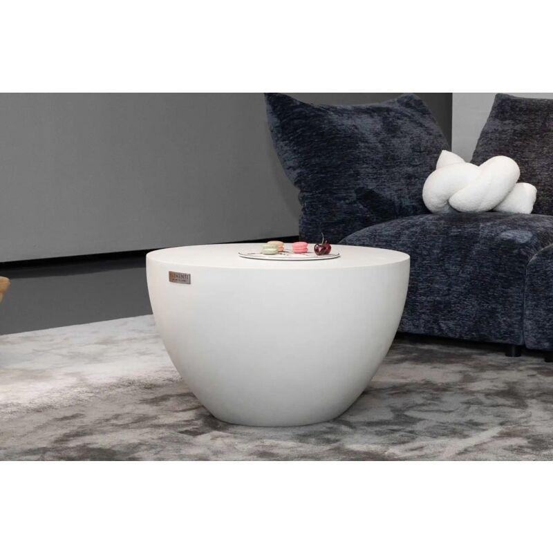 Gri Fiberglas Hava Koşullarına Dayanıklı Traverten Yan Sehpa-66x66x31 cm - 112172