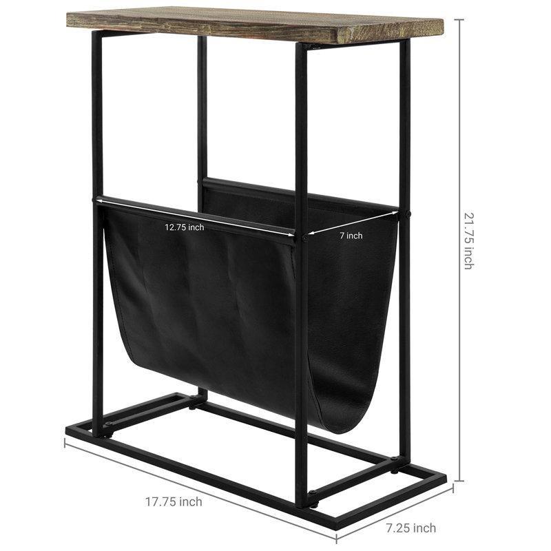 Gri Masif Ahşap Üst Tablalı Gazetelik Yan Sehpa-56x19x46 cm - 112962