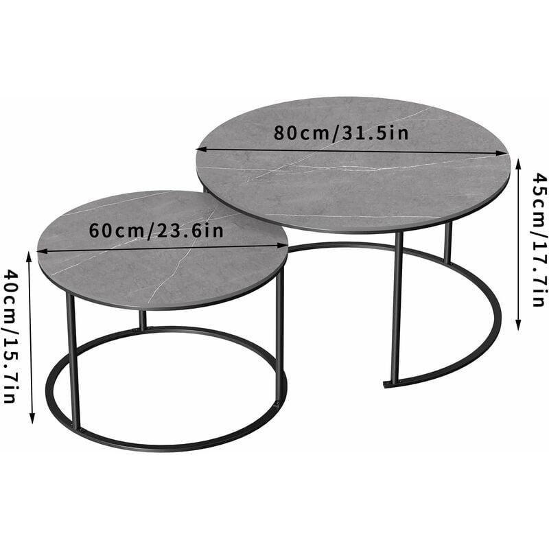 Gri Mermer Desenli Metal Zigon Sehpa 80 cm - 107838