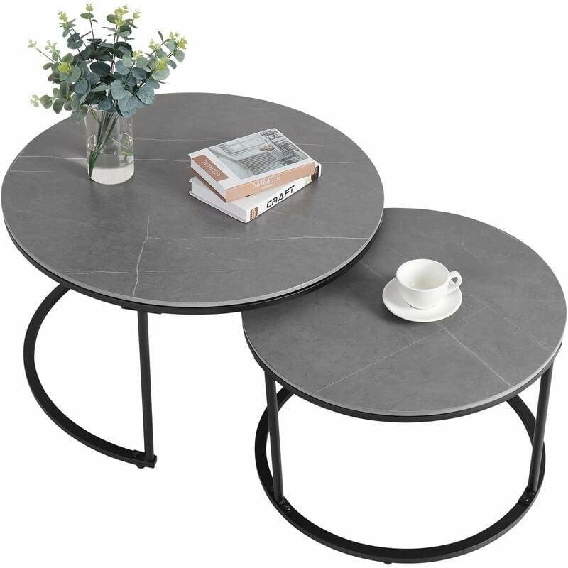 Gri Mermer Desenli Metal Zigon Sehpa 80 cm - 107838