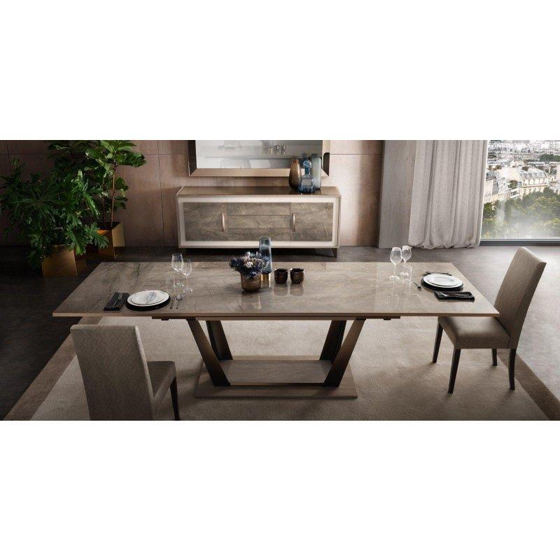 Gri Mermer Metal Ayaklı Yemek Masası 160x90x77 cm - 92101
