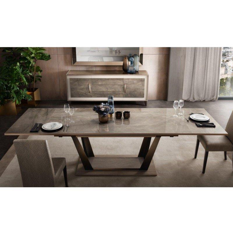 Gri Mermer Metal Ayaklı Yemek Masası 160x90x77 cm - 92101