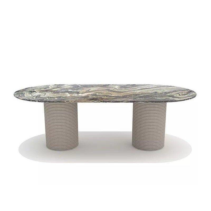 Gri Mermer Oval Mermer Masa 200x120 cm - 92023