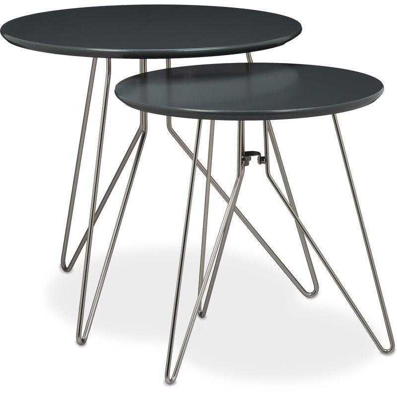 Gri Metal İç İçe Geçebilen Metal Yan Sehpa-44x48x48 cm - 110902