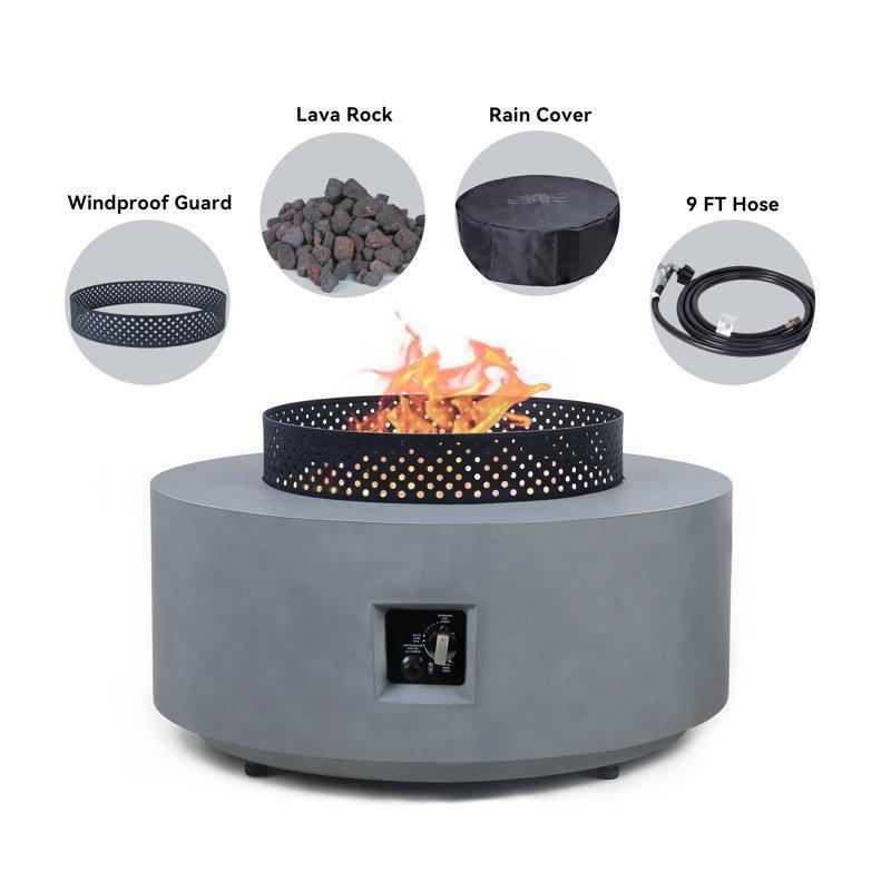 Gri Metal Şömineli Orta Sehpa 81 cm - 105766