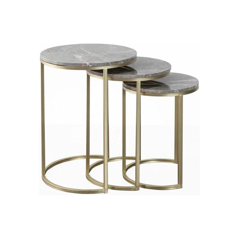 Gri Metal Üçlü Zigon Sehpa 47x65 cm - 106282