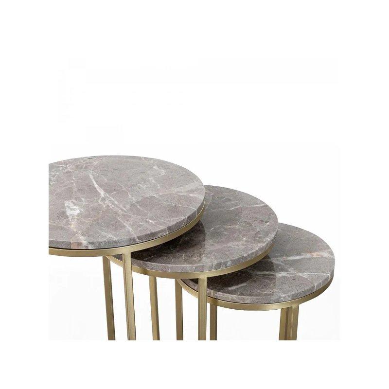 Gri Metal Üçlü Zigon Sehpa 47x65 cm - 106282