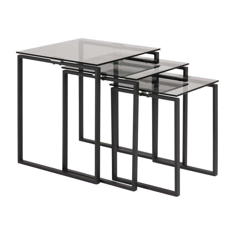 Gri Metal Üçlü Zigon Sehpa 50x50x55 cm - 106258