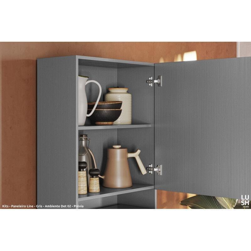 Gri Mikrodalga Fırın Dolabı 60x193x53.5 cm Endüstriyel Ahşap - 100927