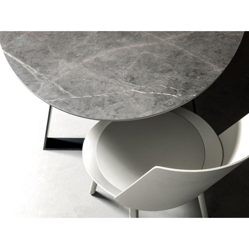 Gri Oval Porselen Yemek Masası Çapraz Ayaklı - 90073