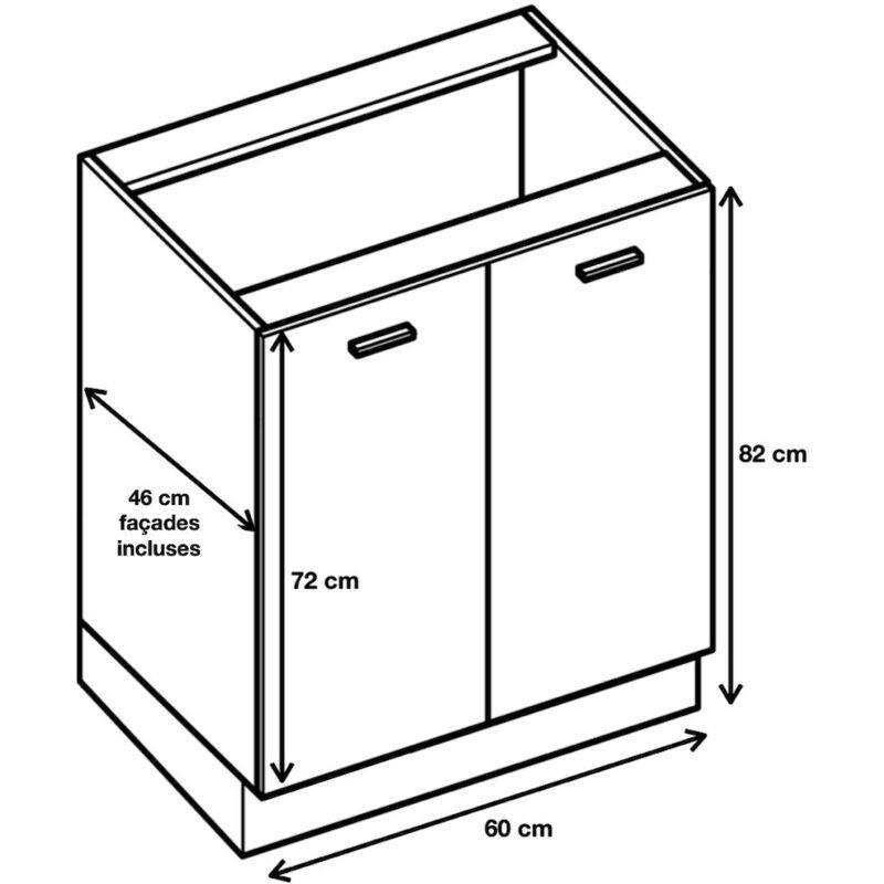 Gri Parlak PVC Fırın Dolabı 60x82x46 cm İki Kapılı - 100909