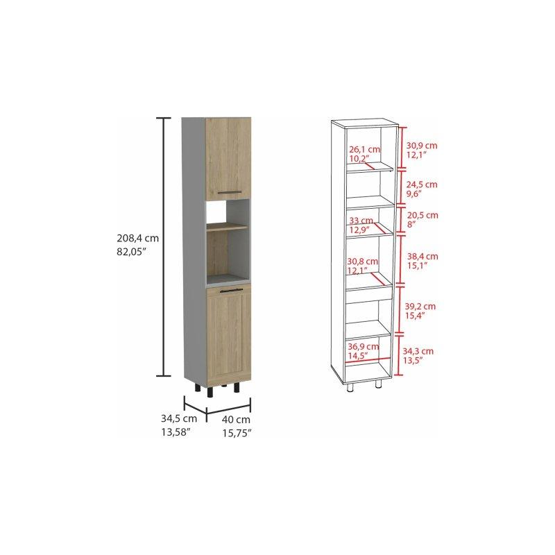 Gri Rovere 208 cm Çok Amaçlı Dolap - 92398