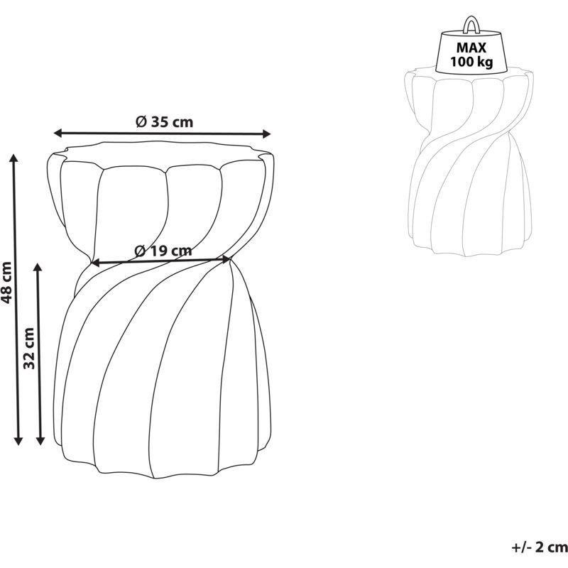 Gri Seramik Burgu Çizgili Traverten Yan Sehpa-35x35x48 cm - 111942