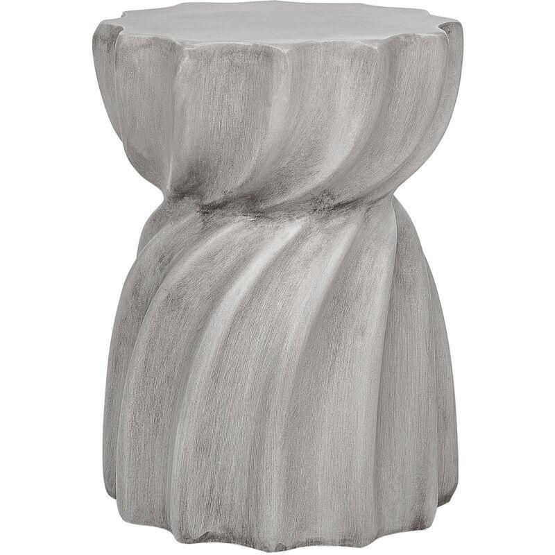 Gri Seramik Burgu Çizgili Traverten Yan Sehpa-35x35x48 cm - 111942