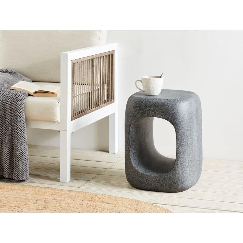 Gri Seramik UV Dayanımlı Traverten Yan Sehpa-33x33x45 cm - 111914