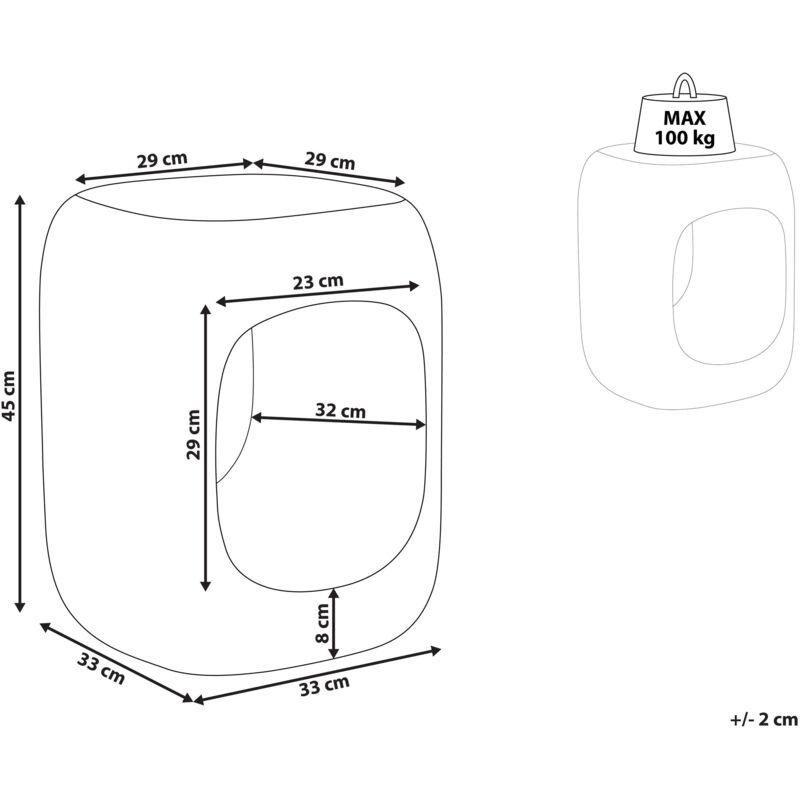 Gri Seramik UV Dayanımlı Traverten Yan Sehpa-33x33x45 cm - 111914