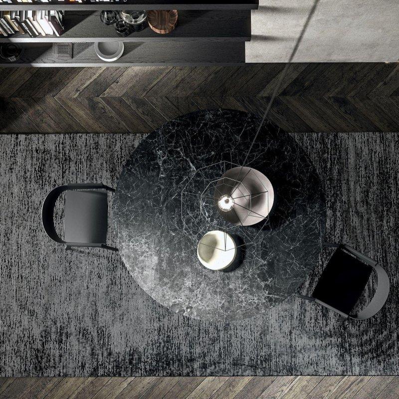 Gri Yuvarlak Porselen Yemek Masası Metal Ayaklı - 90046
