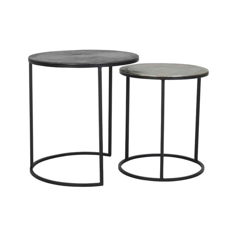 Gümüş Metal 49x51 cm İkili Yuvarlak Zigon Sehpa - 106246