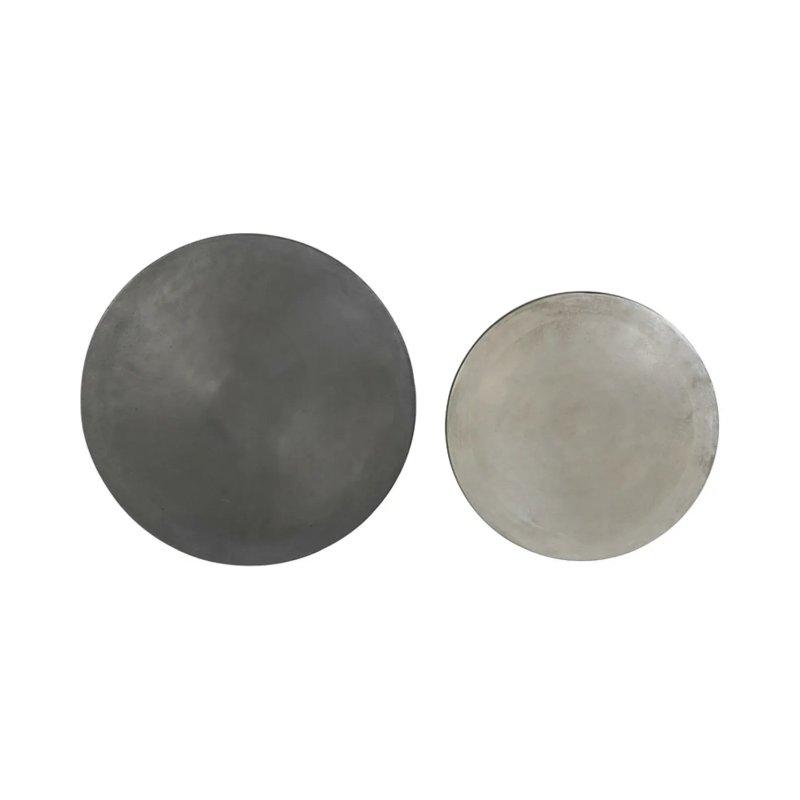 Gümüş Metal 49x51 cm İkili Yuvarlak Zigon Sehpa - 106246