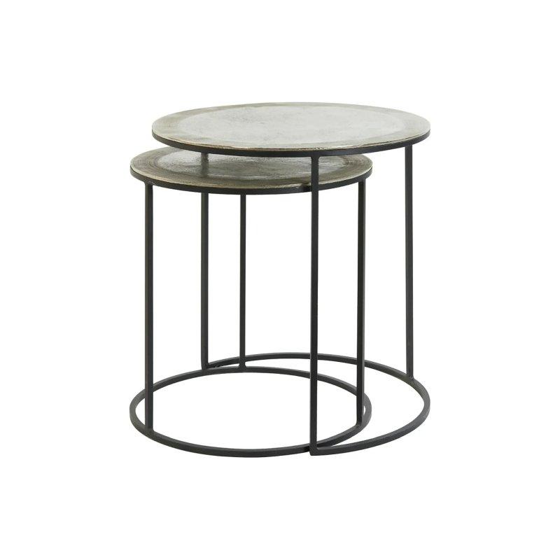 Gümüş Rengi Metal Yuvarlak Zigon Sehpa 49 cm - 106462