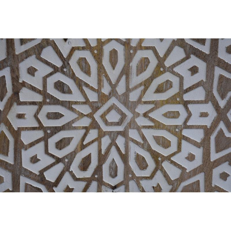 Gümüş Sedefli Altıgen Bohem Orta Sehpa 91x79x46 cm Masif Mango Ağacı - 105187