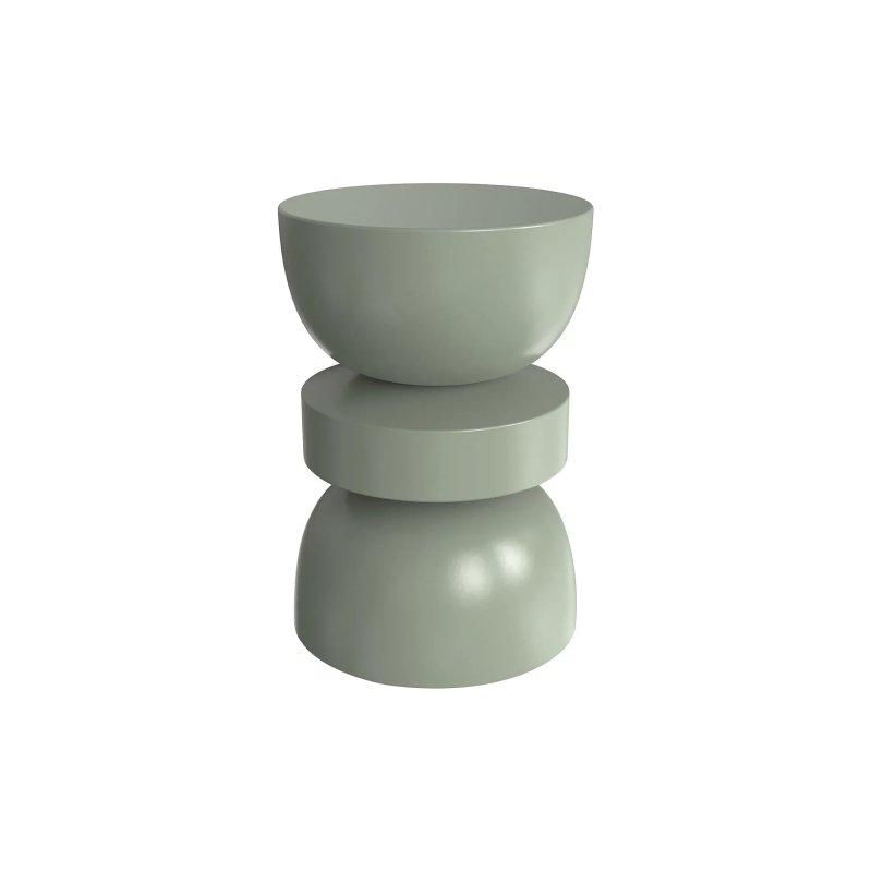 Haki Metal Parlak Yüzey Tasarım Yan Sehpa-30x45x30 cm - 110198