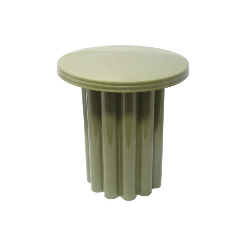 Haki Metal Silindir Kolon Ayaklı tasarım yan sehpa-43x45x43 cm - 110252