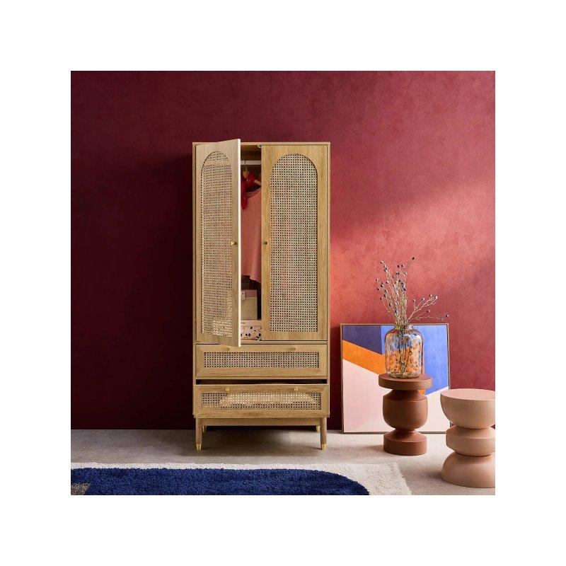 Hasır Cepheli Doğal Ahşap Gardrop 80x50x180 cm - 90616