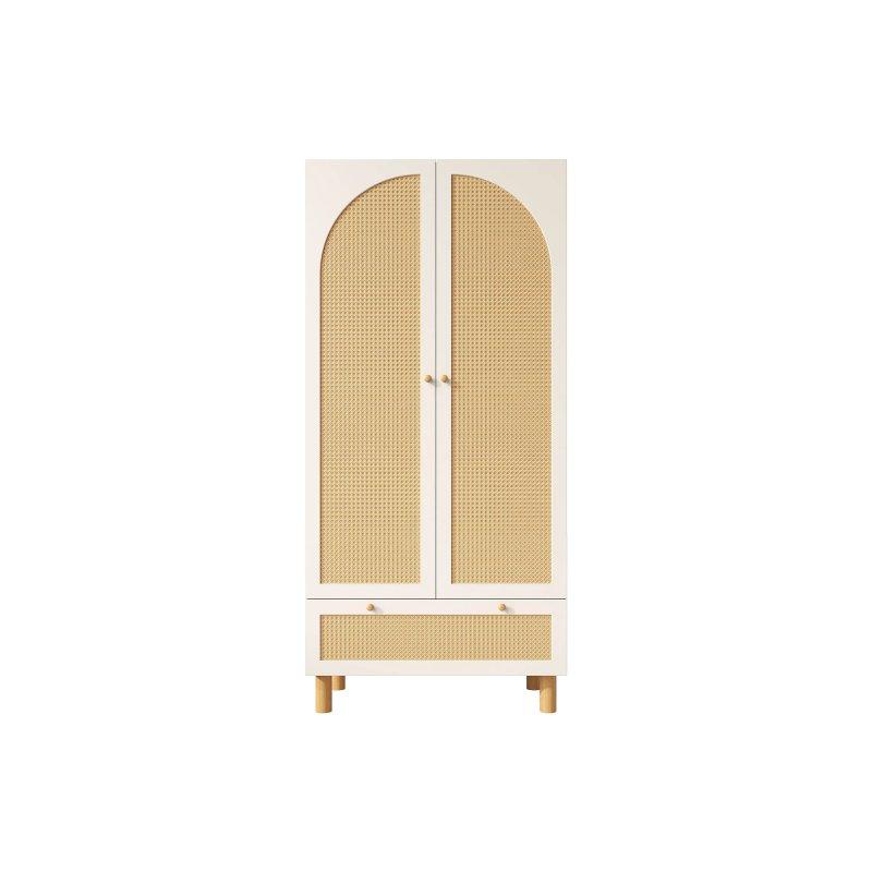 Hasır Detaylı Beyaz ve Doğal Ahşap Gardrop 86x52x181 cm - 90427