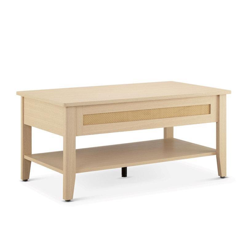 Hasır Detaylı Kaldırılabilir Üstü Endüstriyel Ahşap Akıllı Sehpa 88 cm - 101247