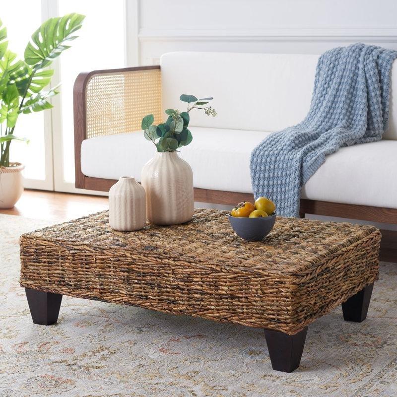 Hasır Orta Sehpa 100x68x30 cm Dikdörtgen Kahverengi Doğal Rattan - 105370