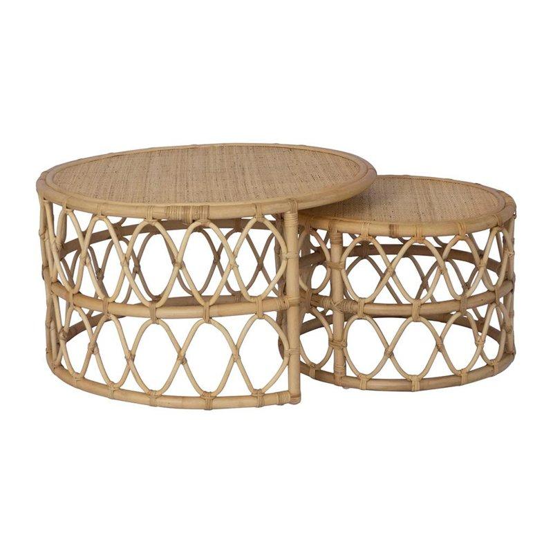 Hasır Orta Sehpa Seti 80x80 cm Doğal Renk - 102522