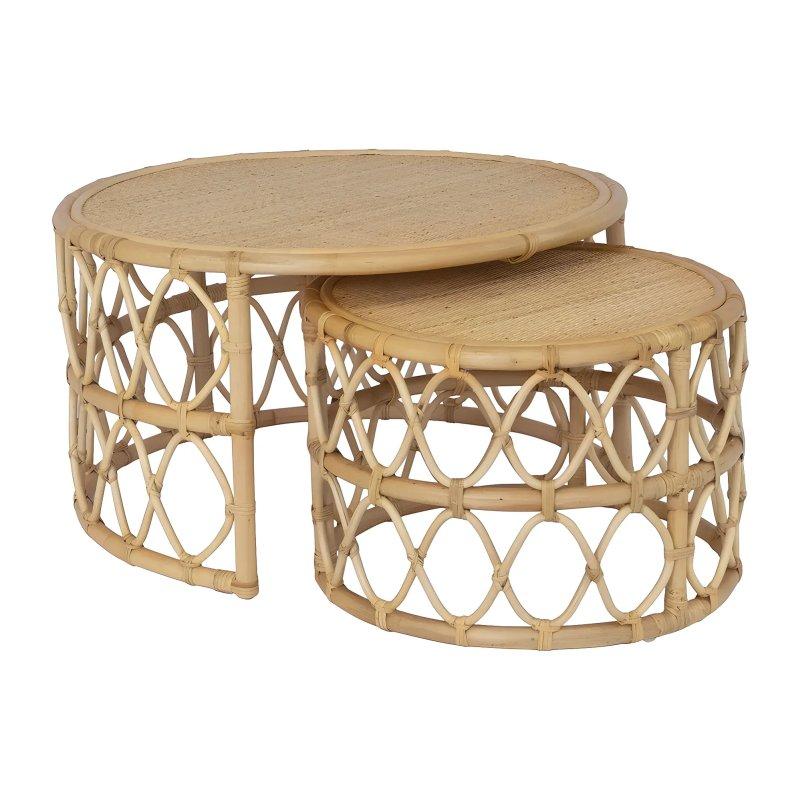 Hasır Orta Sehpa Seti 80x80 cm Doğal Renk - 102522