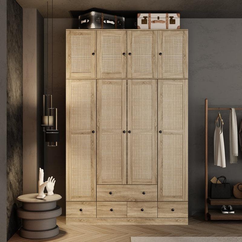 Hasır Panelli Endüstriyel Ahşap Gardrop 240x150x48 cm - 91150