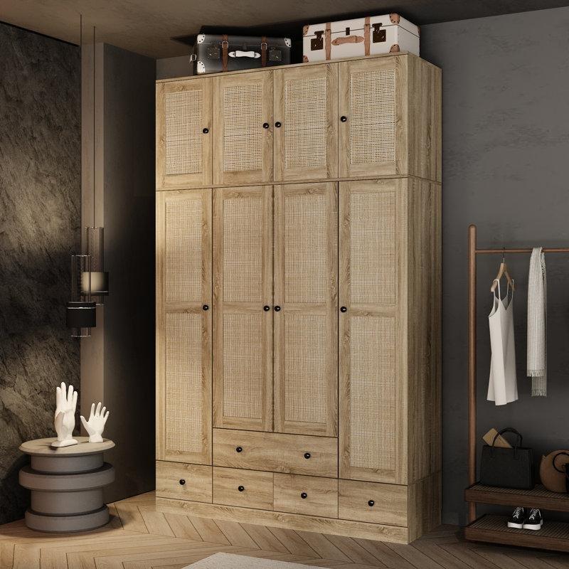 Hasır Panelli Endüstriyel Ahşap Gardrop 240x150x48 cm - 91150