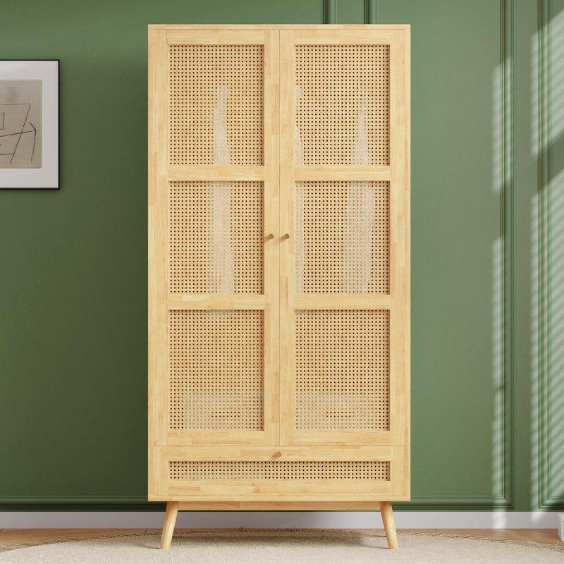 Hasır Panelli Endüstriyel Ahşap Gardrop 90x45x183 cm - 90658