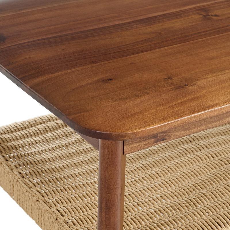 Hasır Raflı Dikdörtgen Orta Sehpa 122x61x46 cm Kahverengi Masif Akasya - 105418