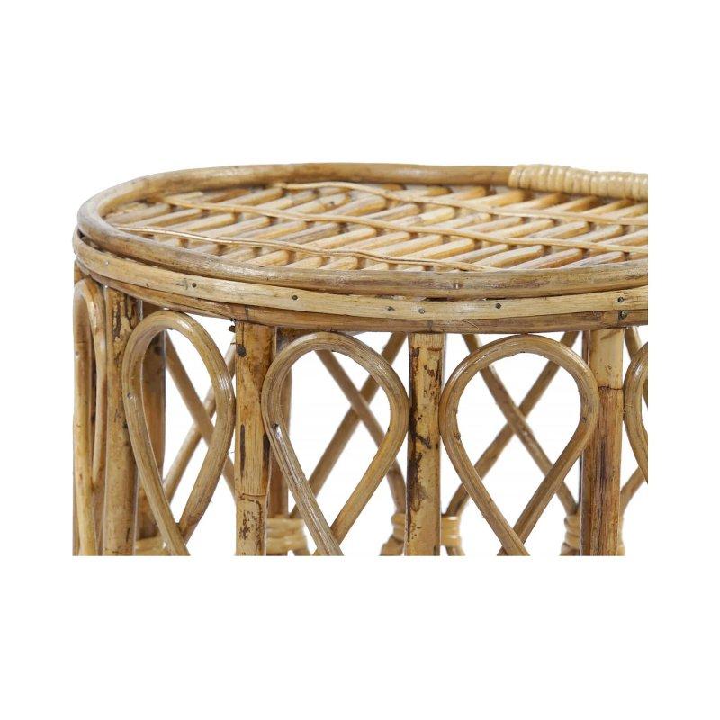 Hasır Zigon Sehpa Üçlü Set 38x38x43 cm Bej - 106372