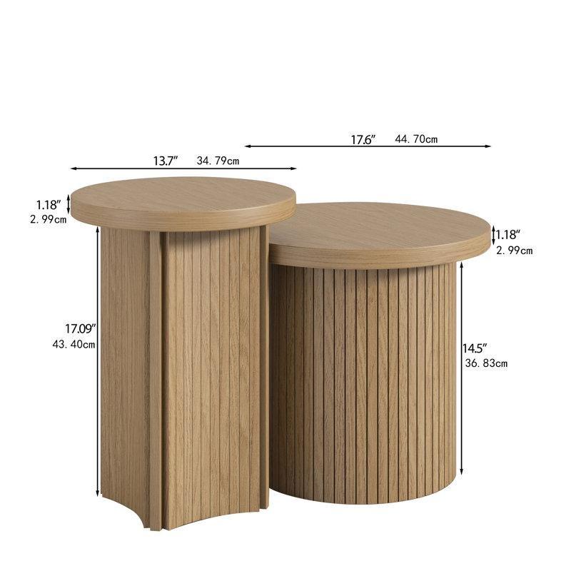 Henrick Mantar Orta Sehpa 45x45 cm, Endüstriyel Ahşap, İkili Set - 104581