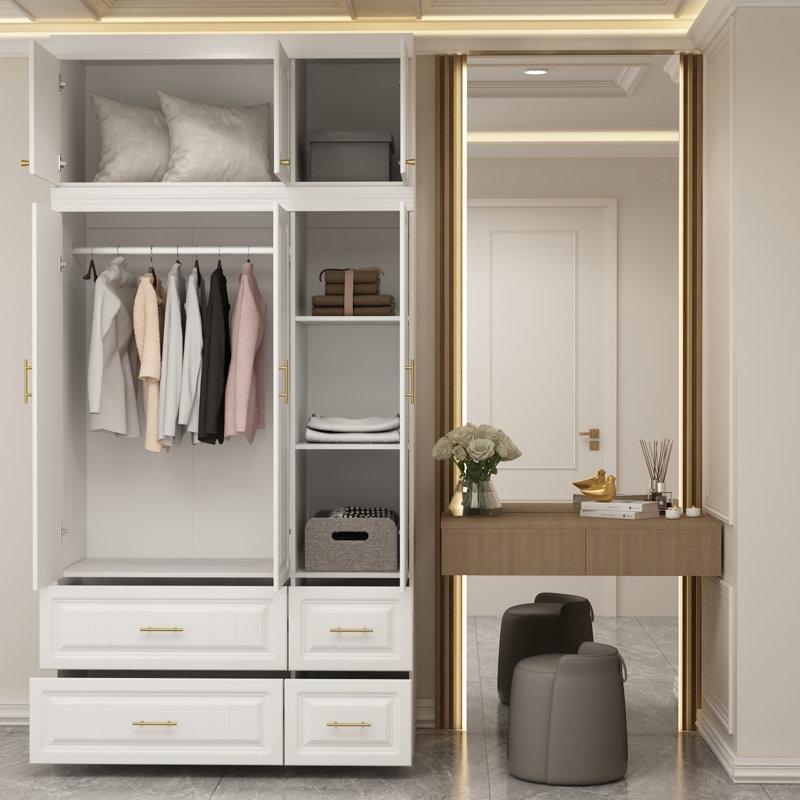Hoschton Beyaz Gold Kulplu Gardrop 238 cm - 90994