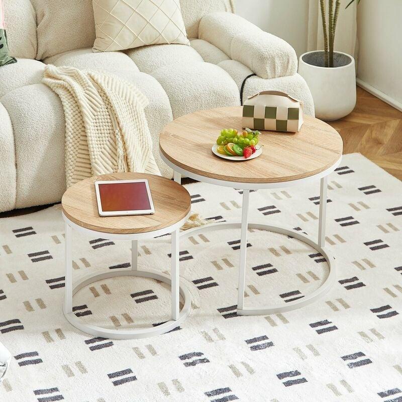 İki Parçalı Yuvarlak Zigon Sehpa Meşe 60 cm ve 40 cm - 108095