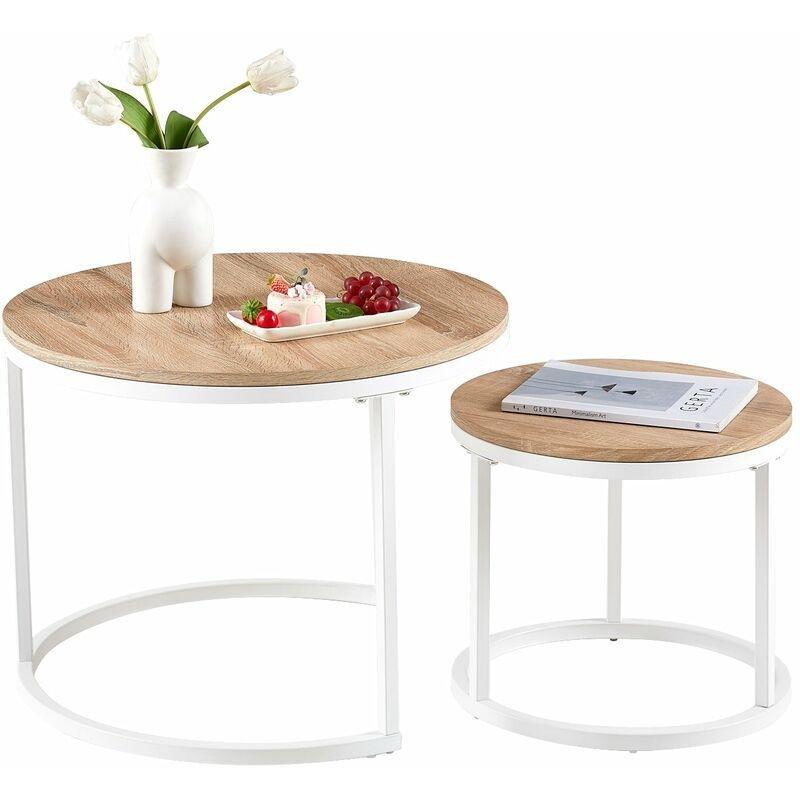 İki Parçalı Yuvarlak Zigon Sehpa Meşe 60 cm ve 40 cm - 108095