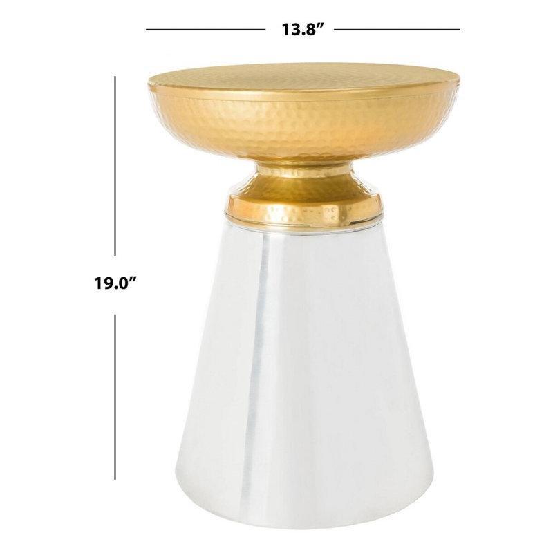 İki Tonlu Metal Dokulu Pirinç Yan Sehpa-49x35x35 cm - 113130