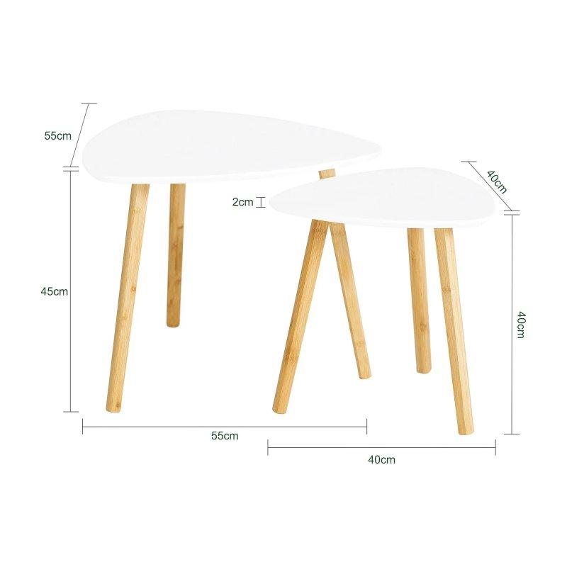 İkili Beyaz MDF Zigon Sehpa 55x55x45 cm - 106564