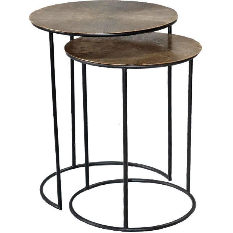 İkili Gold Siyah Metal Zigon Sehpa 59x46 cm - 107434