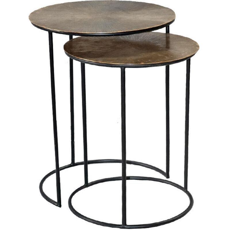 İkili Gold Siyah Metal Zigon Sehpa 59x46 cm - 107434
