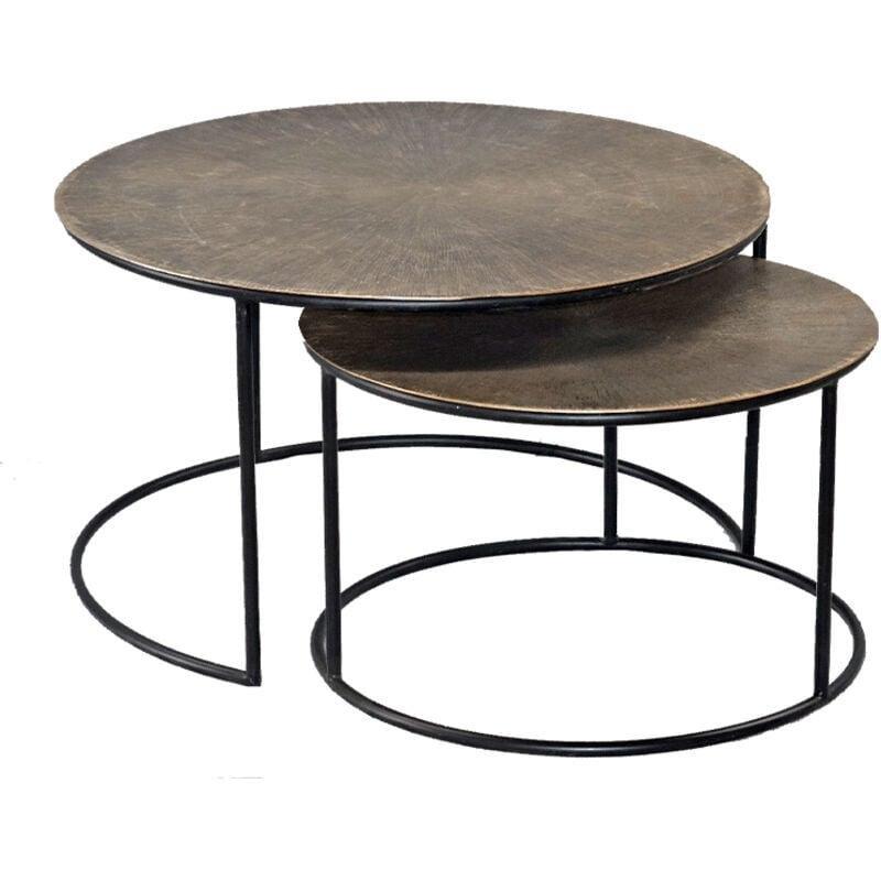 İkili Gold Siyah Zigon Sehpa 76 cm Alüminyum - 107793